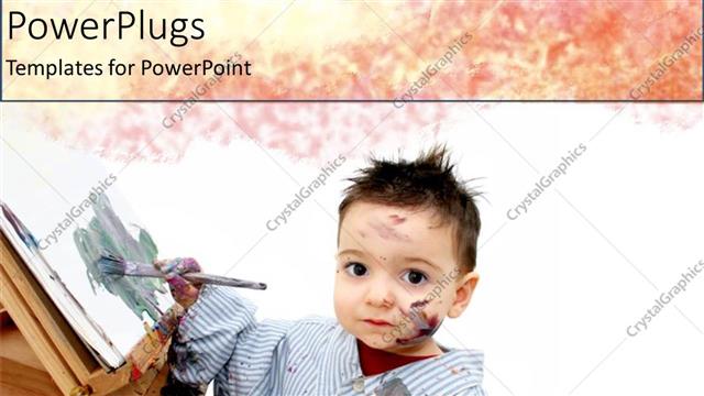  Presentation with artist - Little boy playing with paint and paintbrush