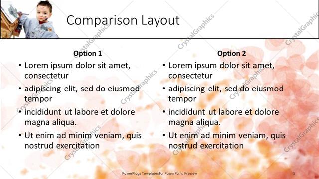 Comparison presentation slide layout