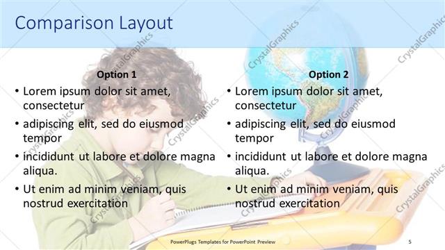 Comparison presentation slide layout