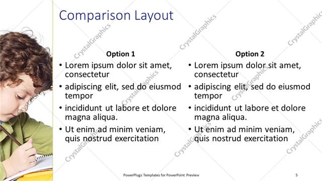 Comparison presentation slide layout