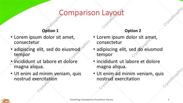 Comparison presentation slide layout