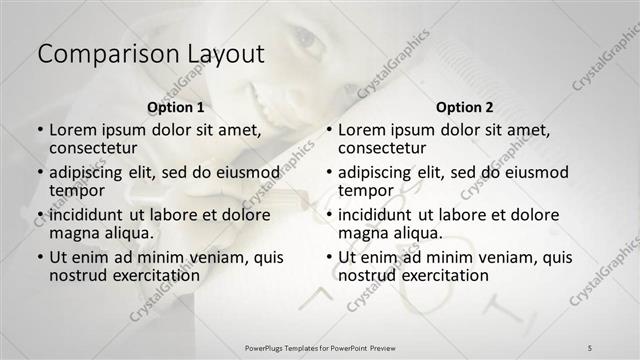 Comparison presentation slide layout