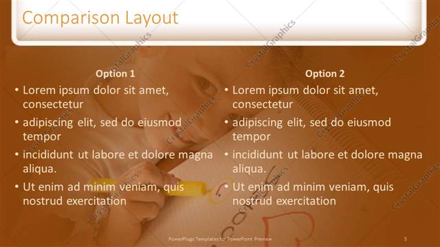 Comparison presentation slide layout