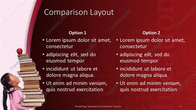 Comparison presentation slide layout