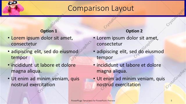 Comparison presentation slide layout