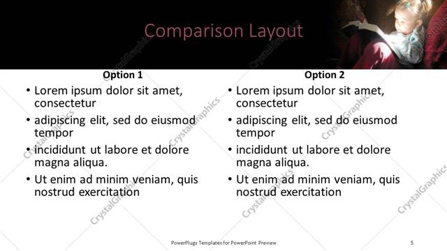 Comparison presentation slide layout