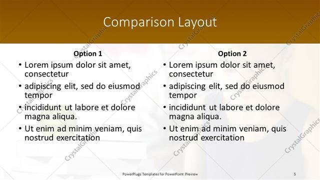 Comparison presentation slide layout