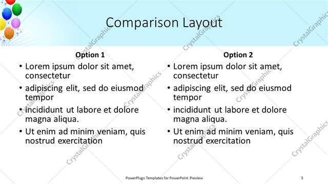 Comparison presentation slide layout