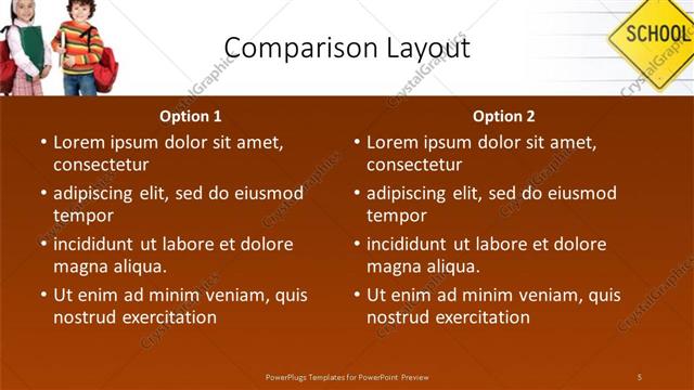 Comparison presentation slide layout