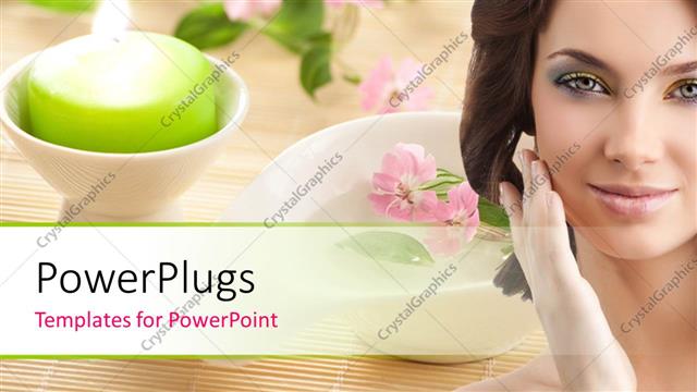  Presentation with white candles - Little white bowls filled with lighted candles and flowers with beautiful lady