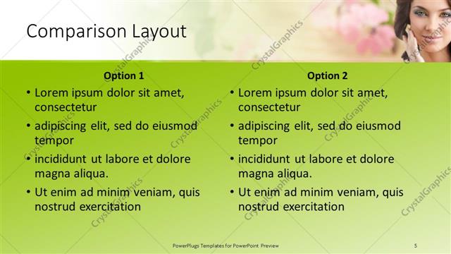 Comparison presentation slide layout
