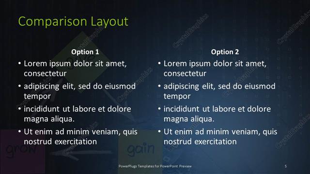 Comparison presentation slide layout