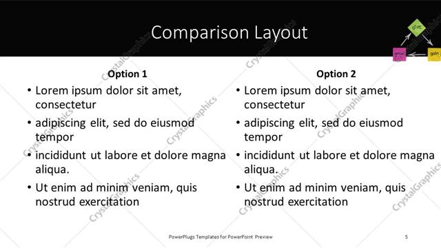 Comparison presentation slide layout