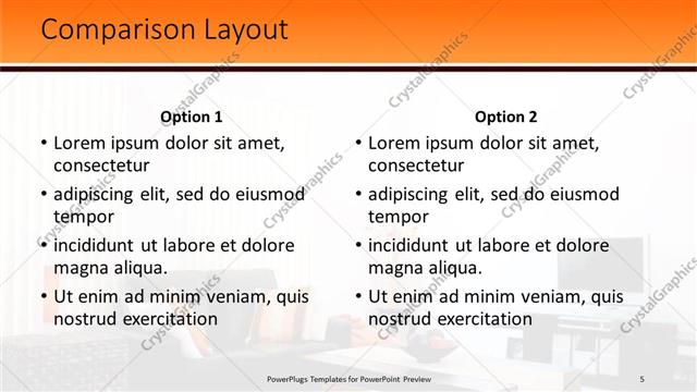 Comparison presentation slide layout