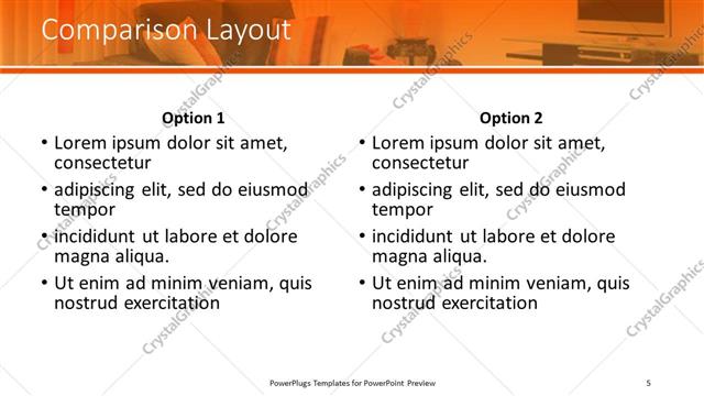 Comparison presentation slide layout