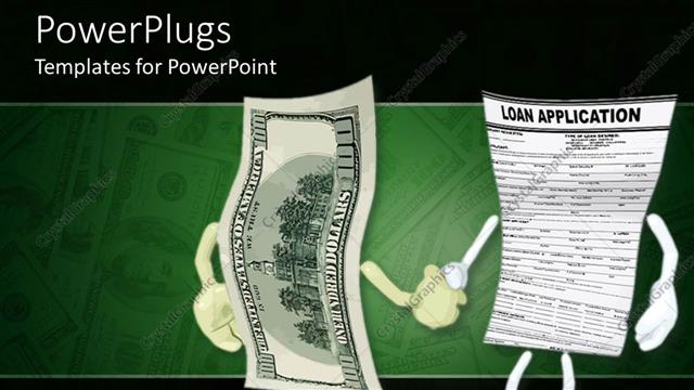  Presentation with loan - A loan application and a dollar note together