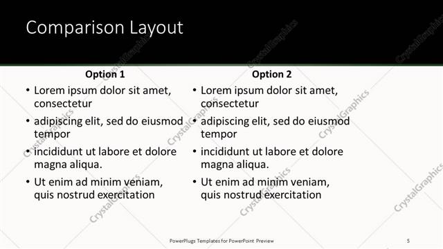 Comparison presentation slide layout