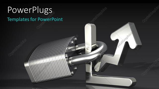  Presentation with profit - A lock with an arrow and grayish background