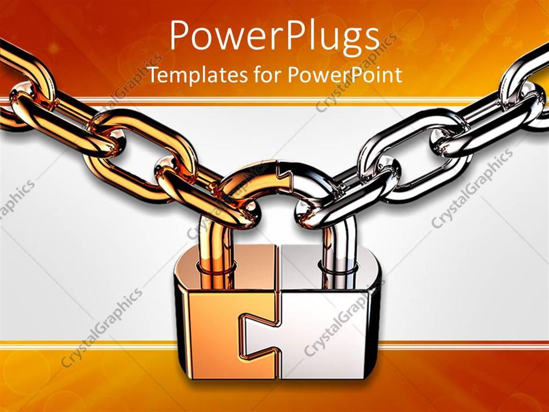 PowerPoint Template a lock being held with two steel chains and