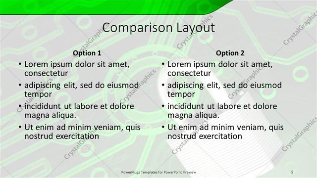 Comparison presentation slide layout