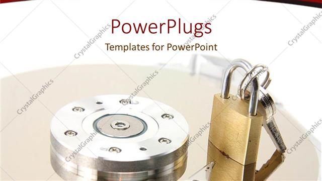  Presentation with lock key - A lock with a key on a round table