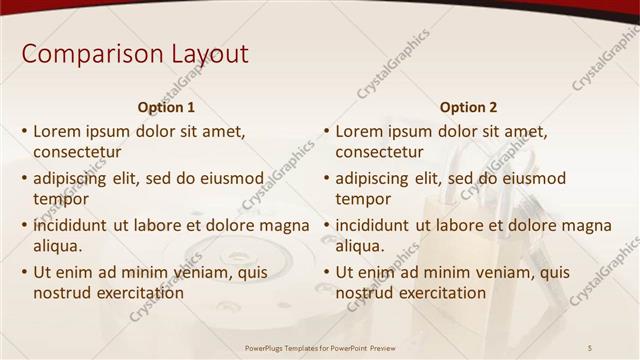 Comparison presentation slide layout