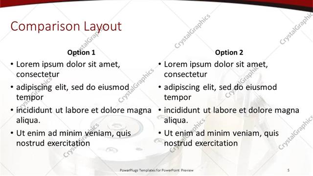Comparison presentation slide layout