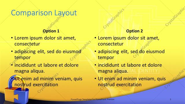 Comparison presentation slide layout