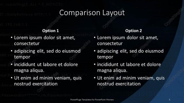 Comparison presentation slide layout
