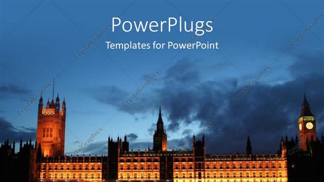  Presentation with london - London's House of Parliament lit up at night behind the Thames