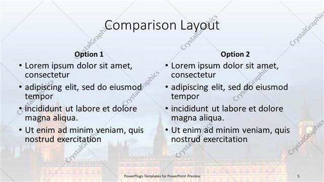 Comparison presentation slide layout