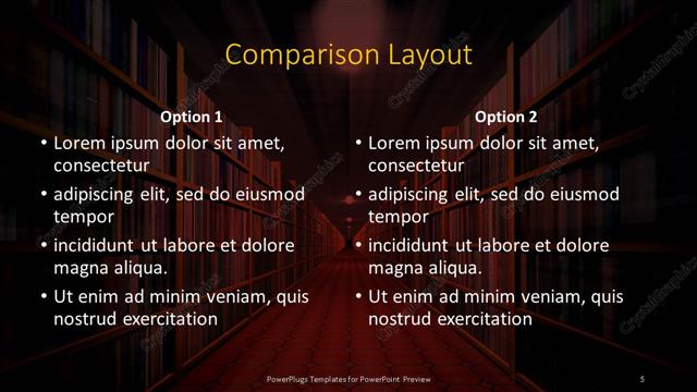 Comparison presentation slide layout