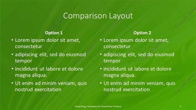 Comparison presentation slide layout