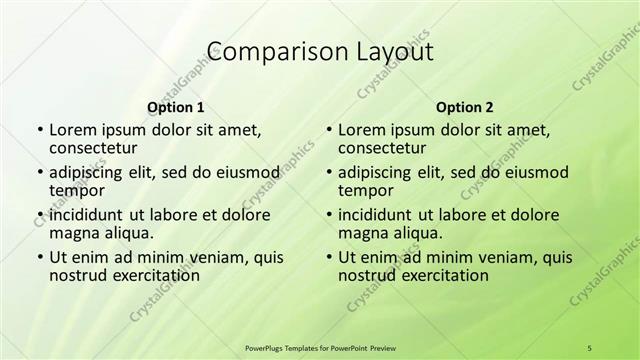 Comparison presentation slide layout