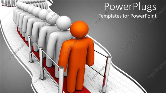  Presentation with waiting - A long line of figures waiting for a process to be completed