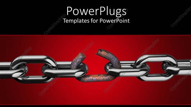  Presentation with chain - Long metal chain with a rusted and broken one in the middle