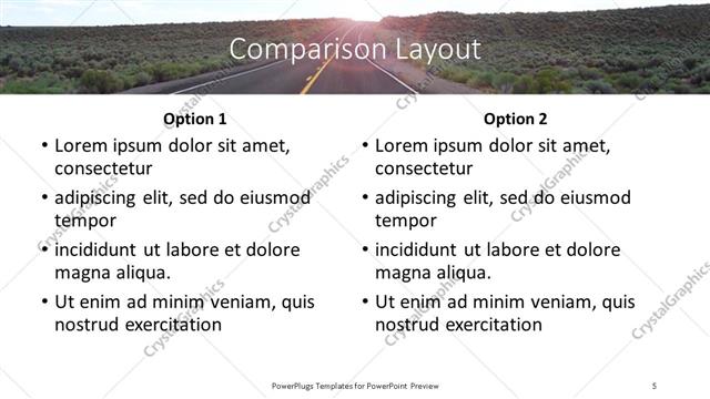 Comparison presentation slide layout