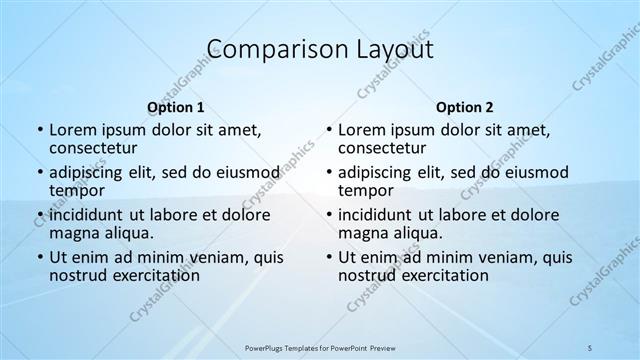 Comparison presentation slide layout