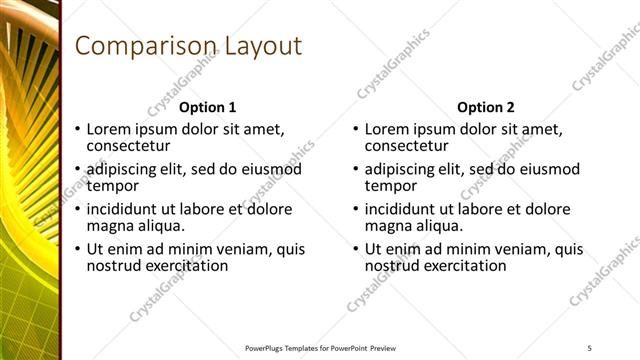 Comparison presentation slide layout