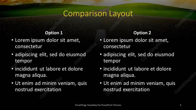 Comparison presentation slide layout