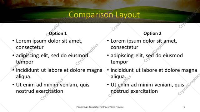 Comparison presentation slide layout
