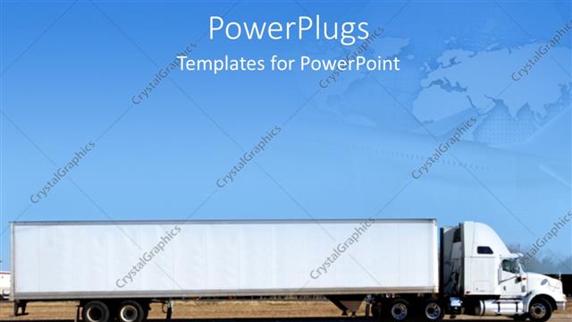  Presentation with transportation - Long truck on road with blurry airplane in blue sky