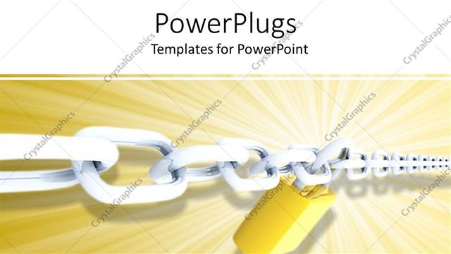  Presentation with padlock - Long white chain with a golden padlock in the middle
