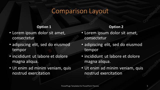 Comparison presentation slide layout