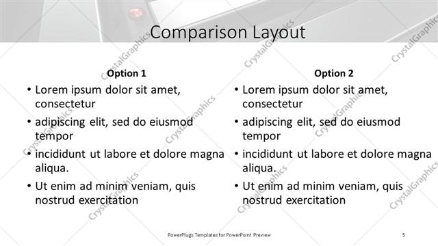 Comparison presentation slide layout