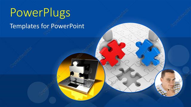  Presentation with lost - Three tiles showing puzzle pieces and a man smiling