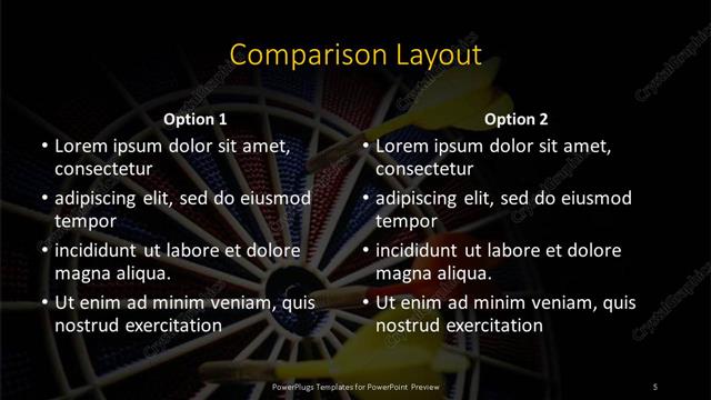 Comparison presentation slide layout