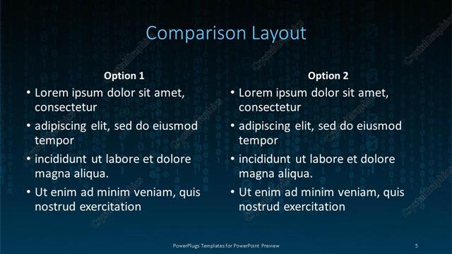 Comparison presentation slide layout