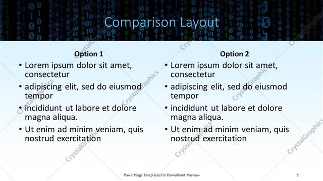 Comparison presentation slide layout