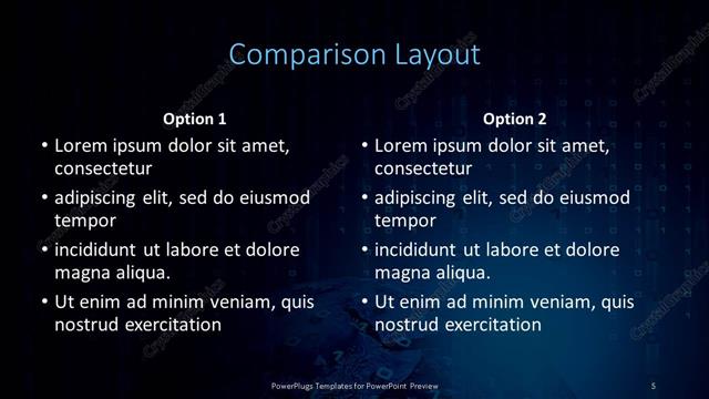 Comparison presentation slide layout
